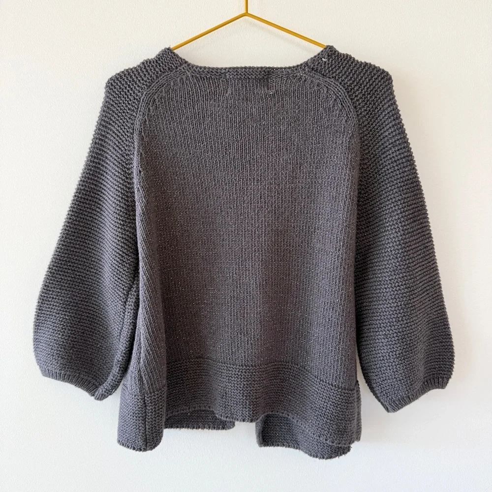 Zara Girls Charcoal Gray Metallic Knit Cardigan 3-4Y Button Front